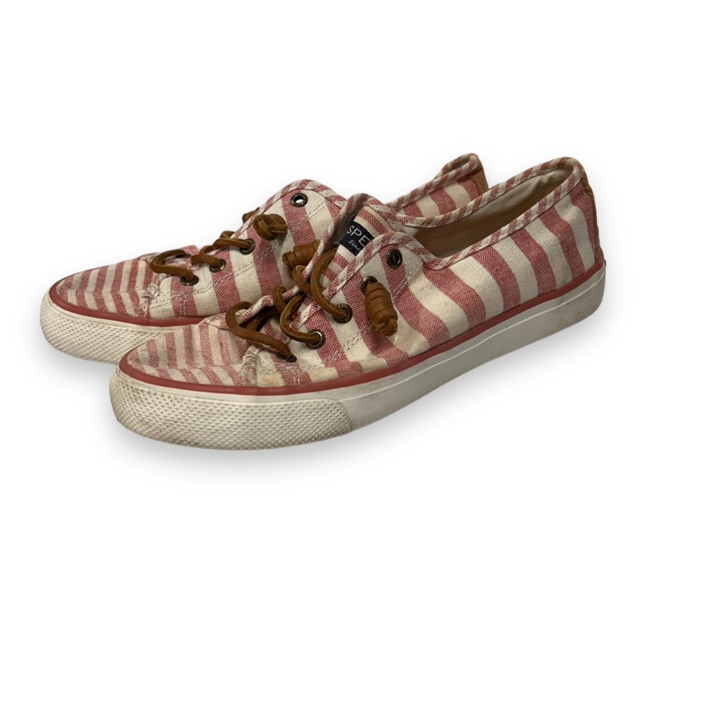 Sperry slider red and white stripe canvas sneakers size 7